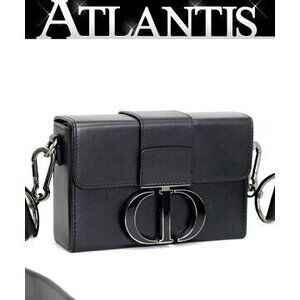 Christian Dior Montaigne Shoulder Bag Logo Black Leather